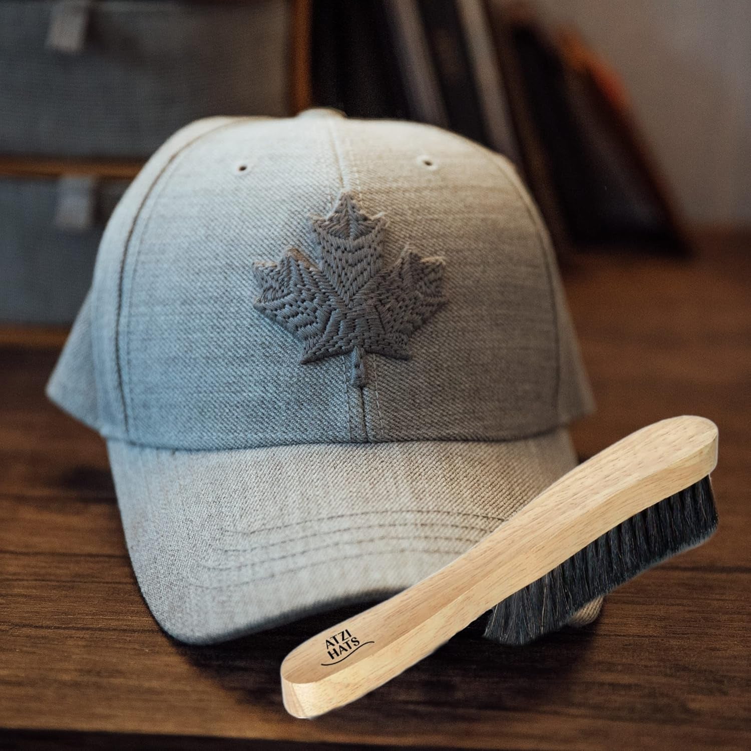 Fedora Hat Brush - Lint Remover and Duster for Felt Hats, 100% Horse Hair with Wooden Handle (Black)