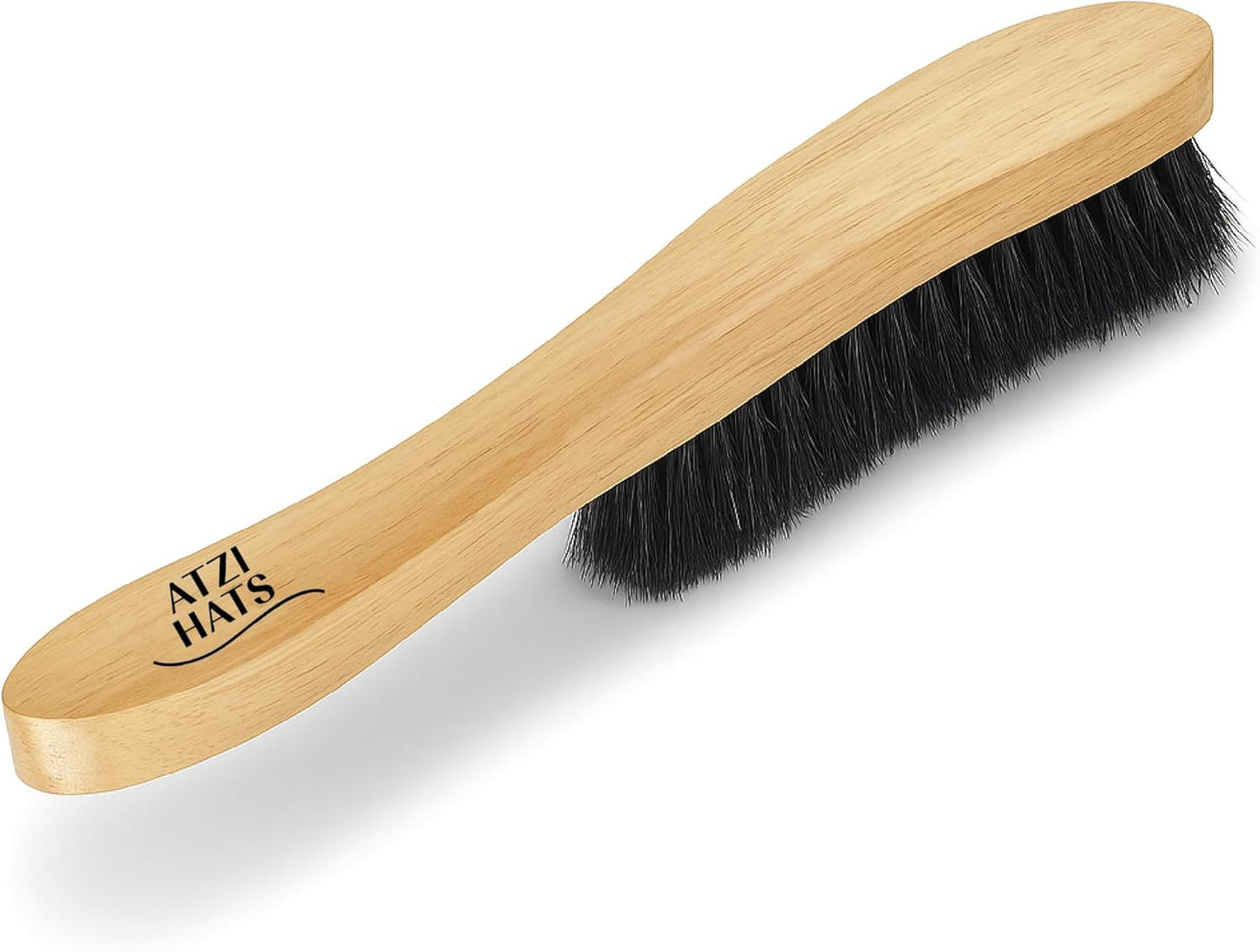 Fedora Hat Brush - Lint Remover and Duster for Felt Hats, 100% Horse Hair with Wooden Handle (Black)