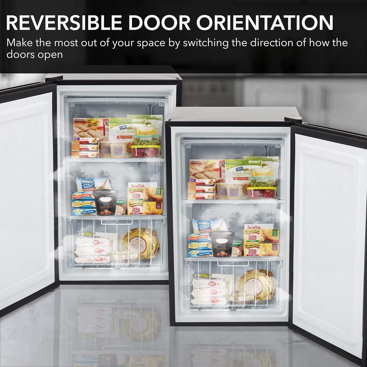 Upright Freezer with Lock, 3 Cu. Ft. Small Freezer Mini Freezer for Bedrooms, Dorms, Garages, Offices CUF-301SS, Stainless Steel, Energy Star