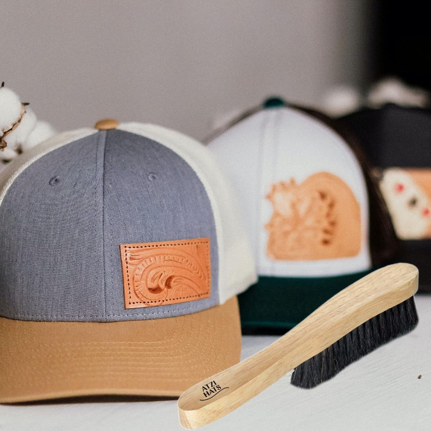 Fedora Hat Brush - Lint Remover and Duster for Felt Hats, 100% Horse Hair with Wooden Handle (Black)